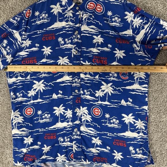 Reyn Spooner Shirt Mens L Blue Chicago Cubs Aloha MLB Series Hawaiian Baseball - Picture 6 of 8